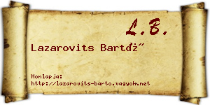 Lazarovits Bartó névjegykártya